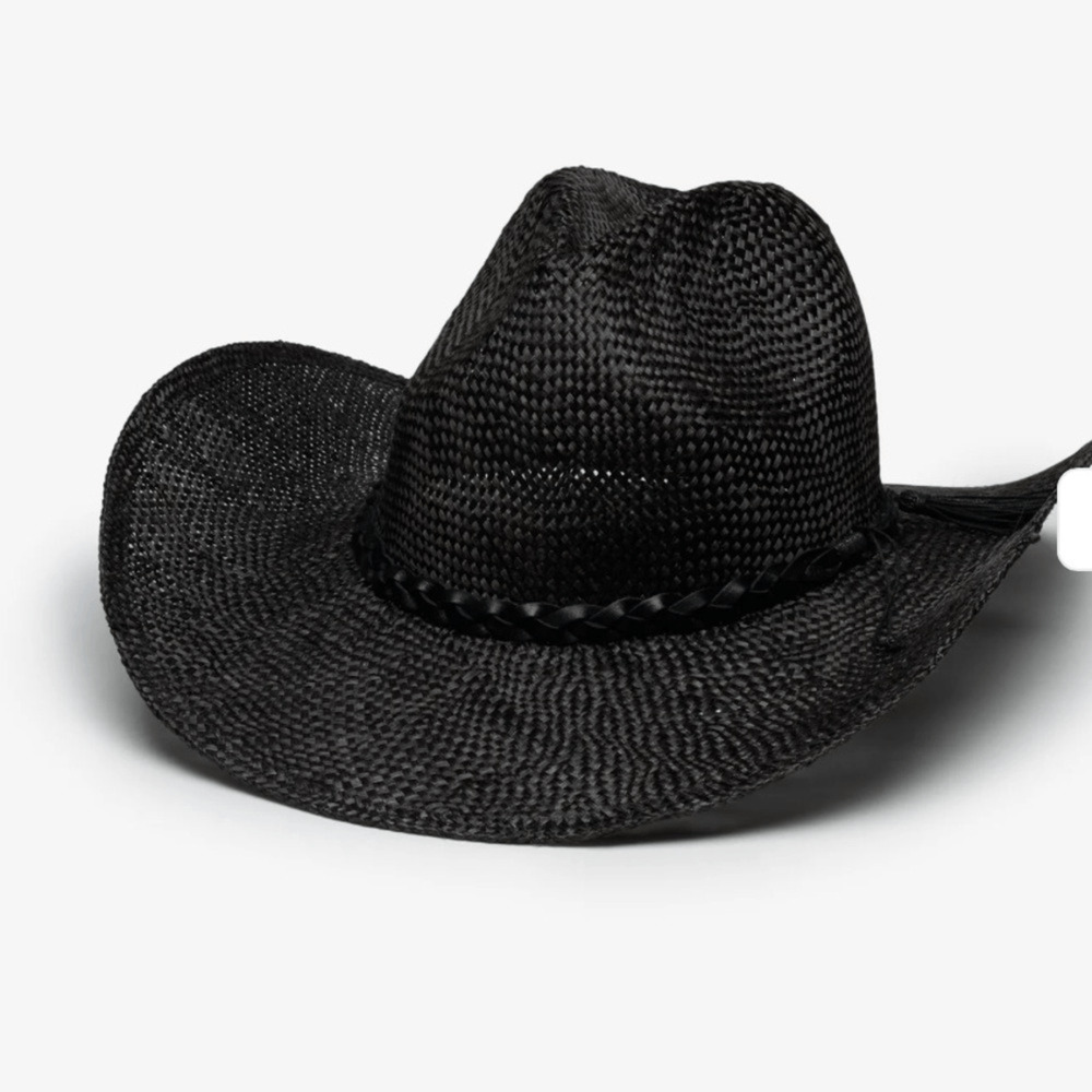 NEW! Wyeth Black Woven Straw Cowboy Hat
